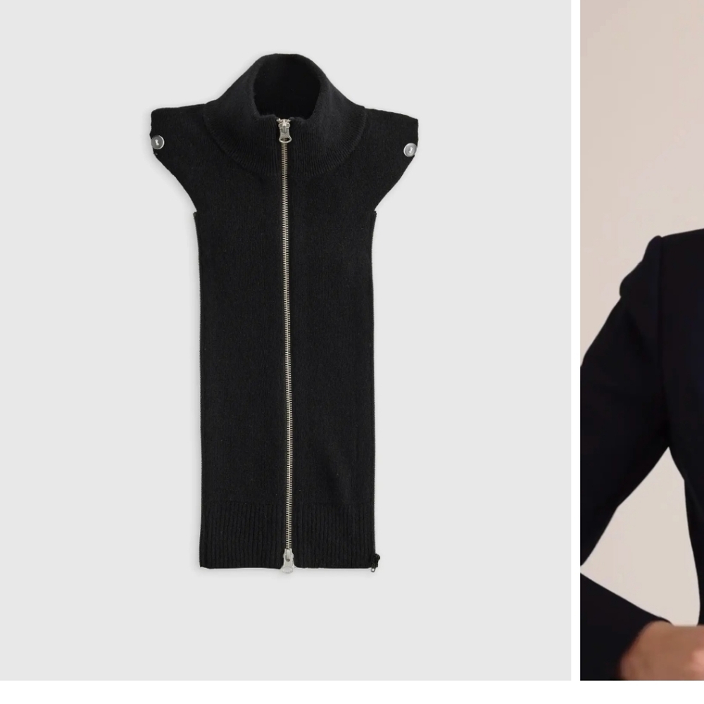 Quince Mongolian Cashmere Ribbed Collar Blazer Jacket Insert Black